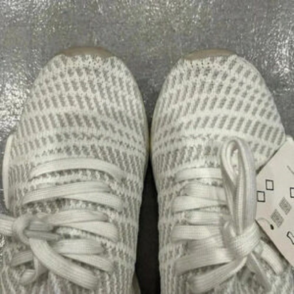 adidas White Knit Slip-On Sneakers with Pink Interior Accents - Picture 4 of 6